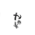 Curved Drip Cross Stainless Steel Ear Stud