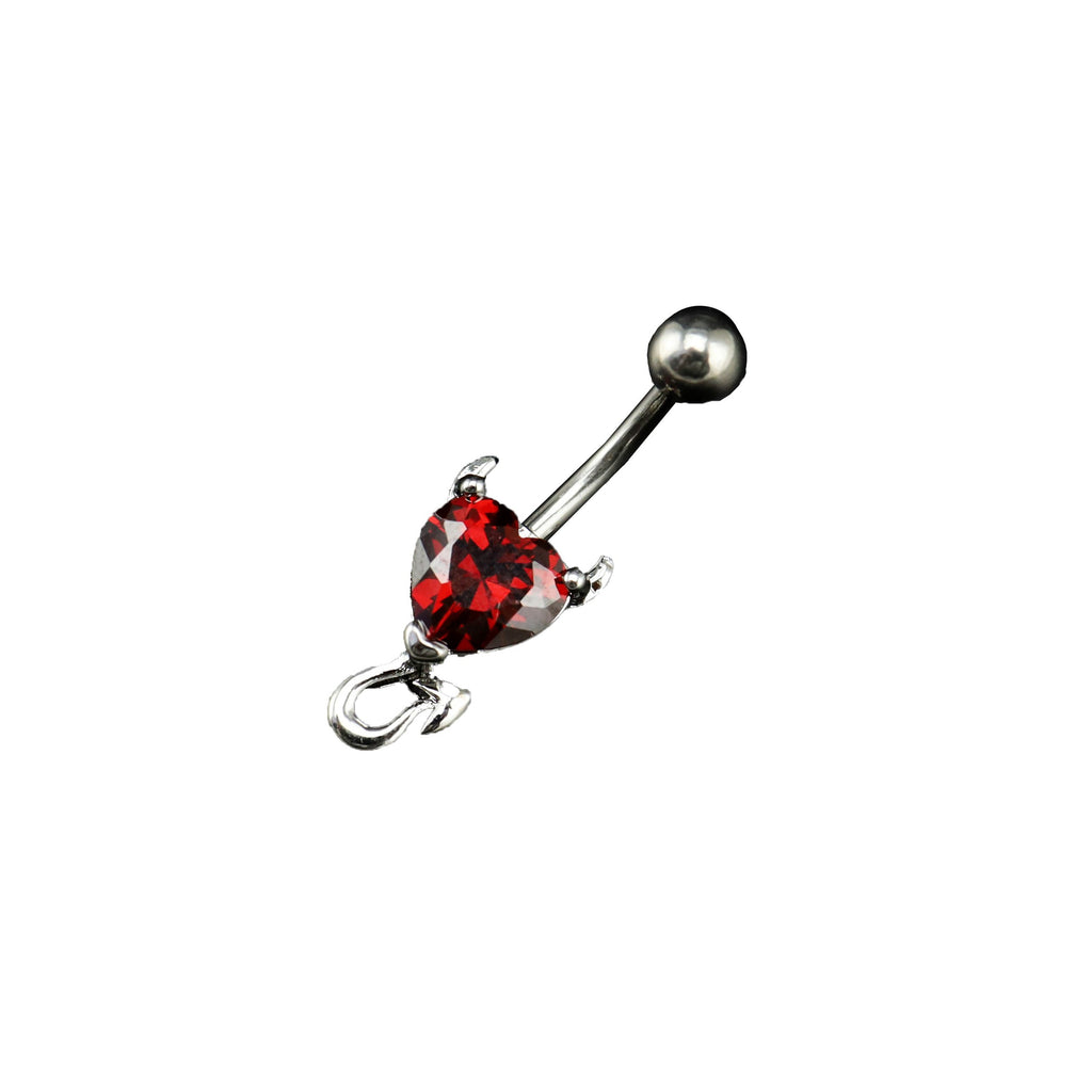Devil Heart CZ stainless steel Belly Ring
