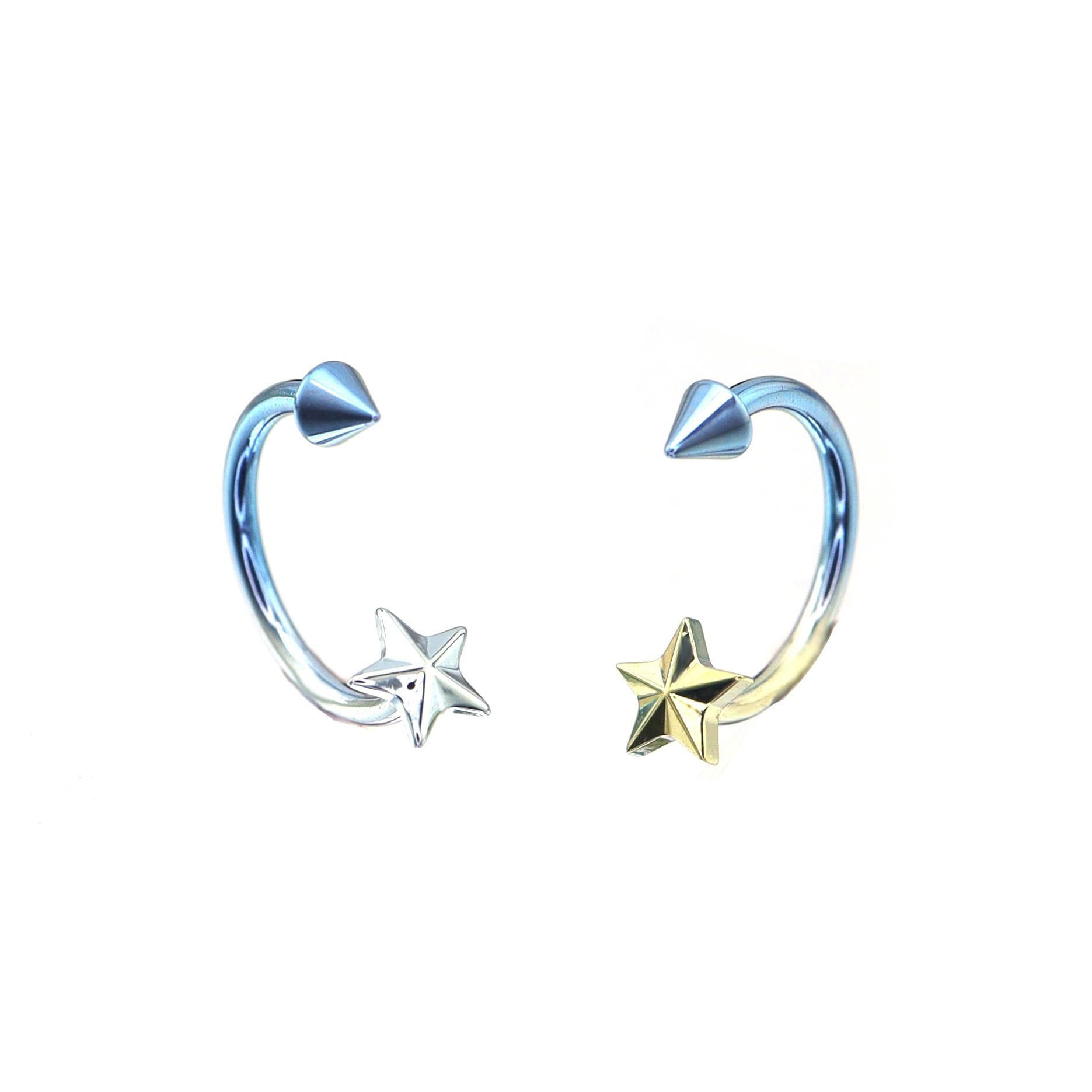 3D Star Spike Titanium Horseshoe ring