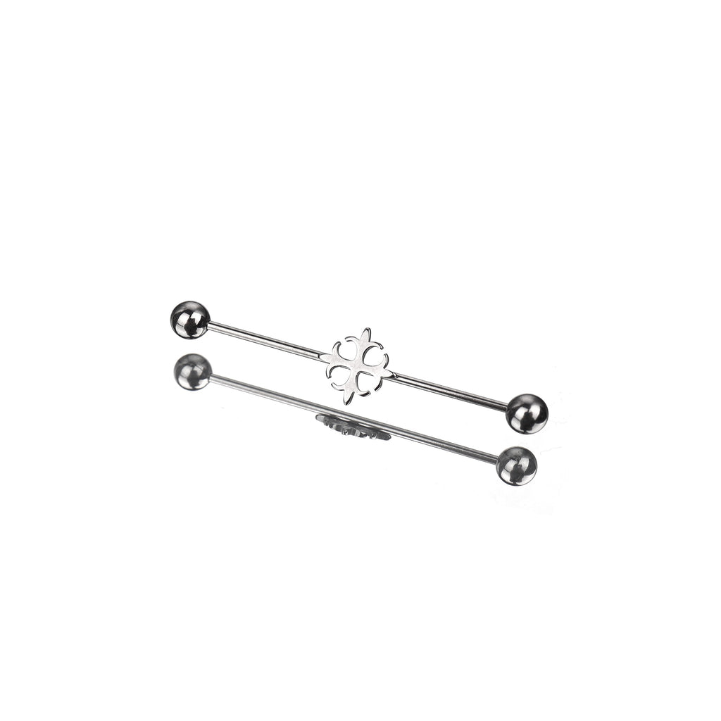 Cutout Black & White Cross Stainless Steel Industrial Barbell