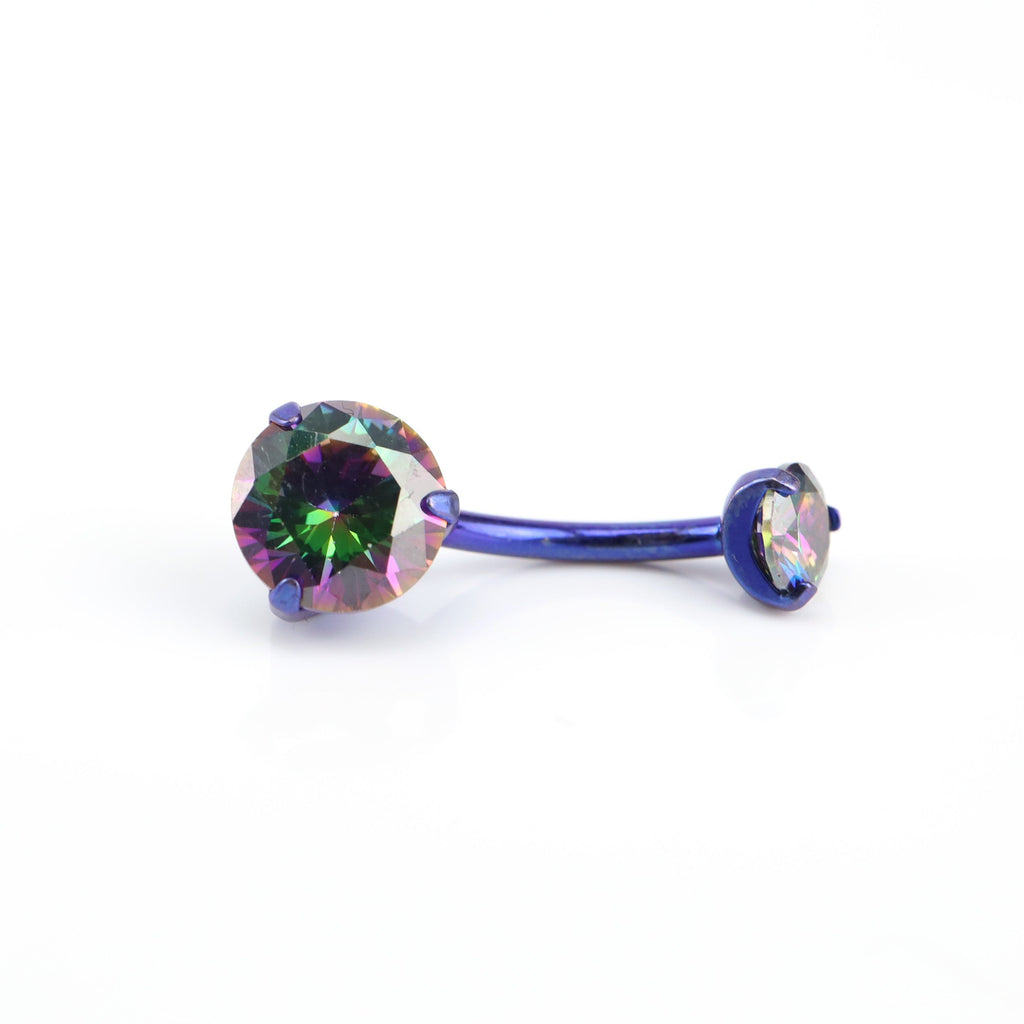 Round CZ Titanium Belly Ring