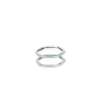 Hexagon Opal Stainless Steel CZ Ring