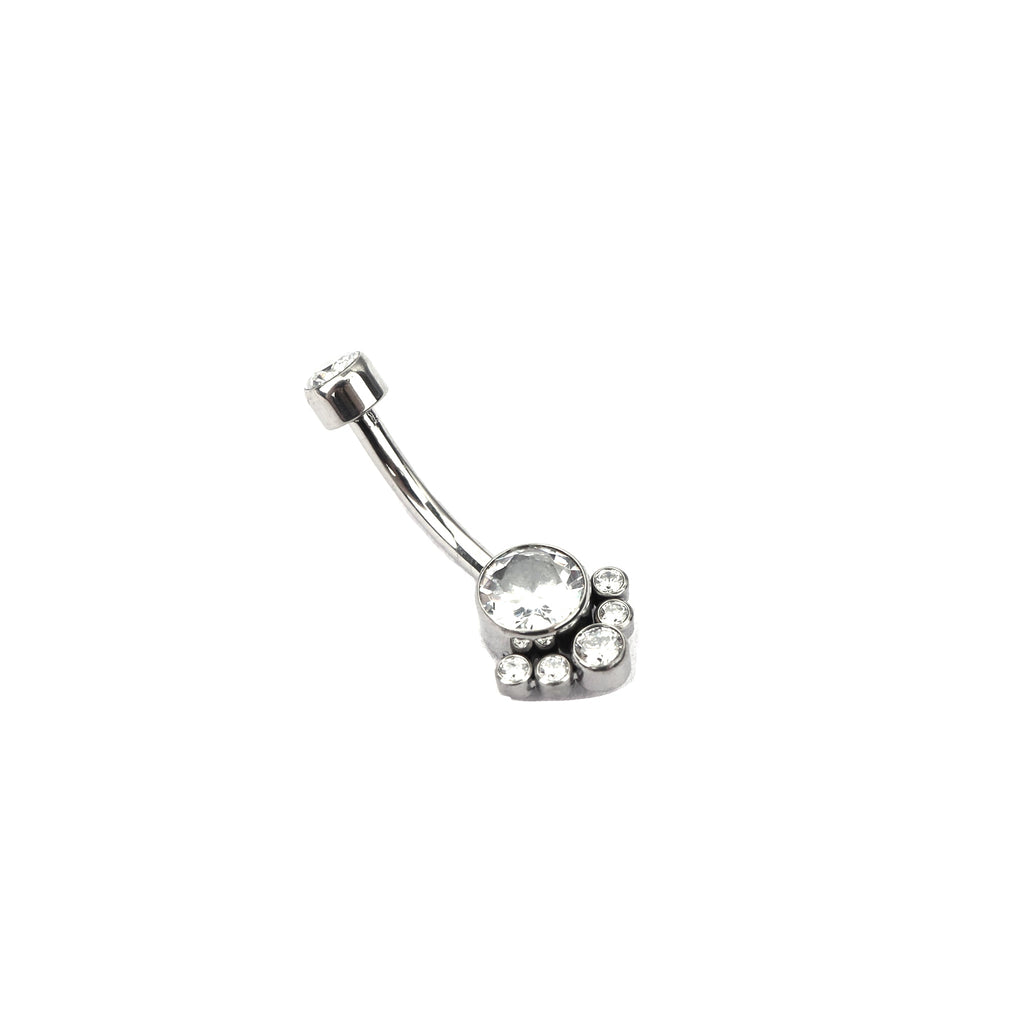 Rainbow CZ Cat Paw Titanium Navel Ring