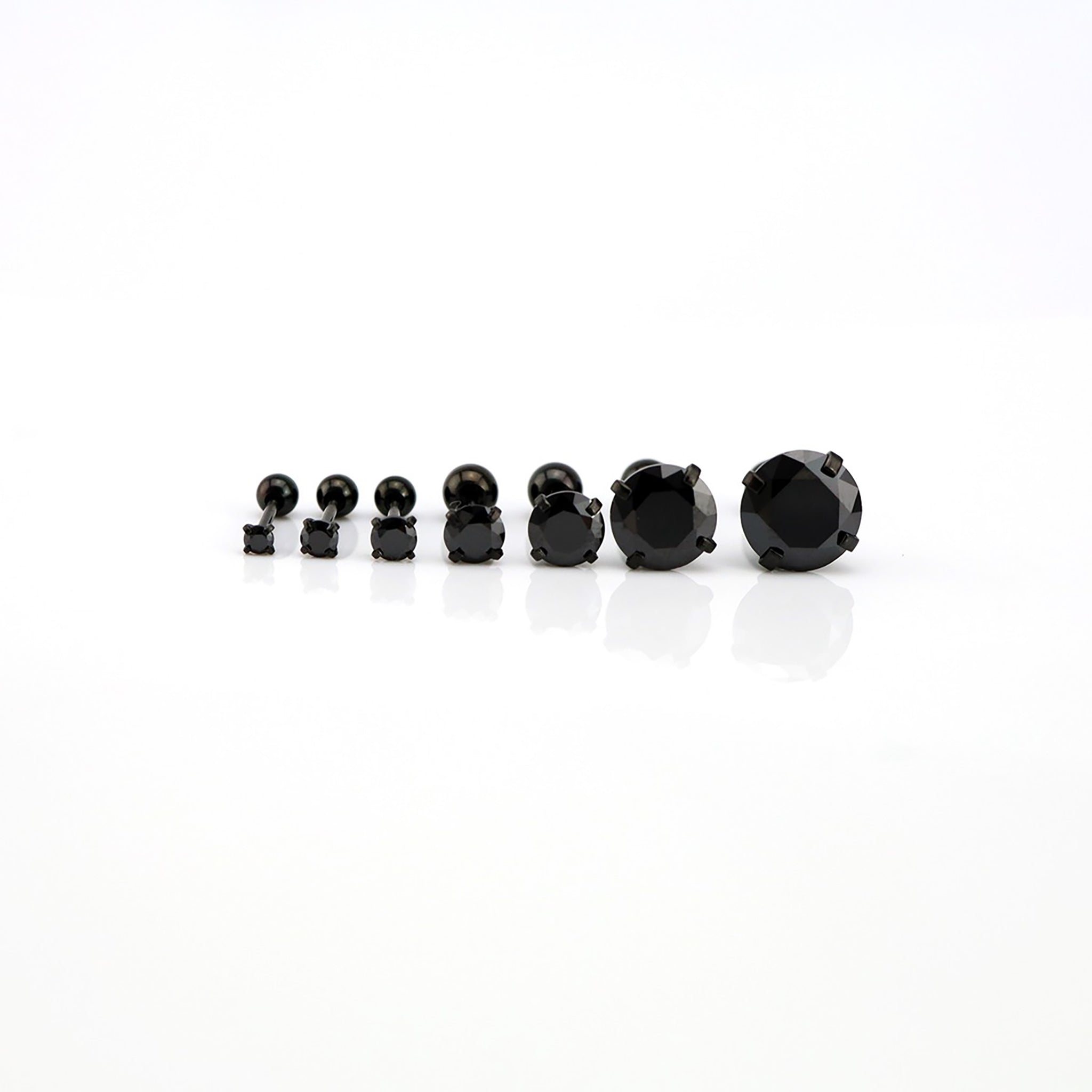 Thin Post Black CZ Stainless Steel Ear Stud
