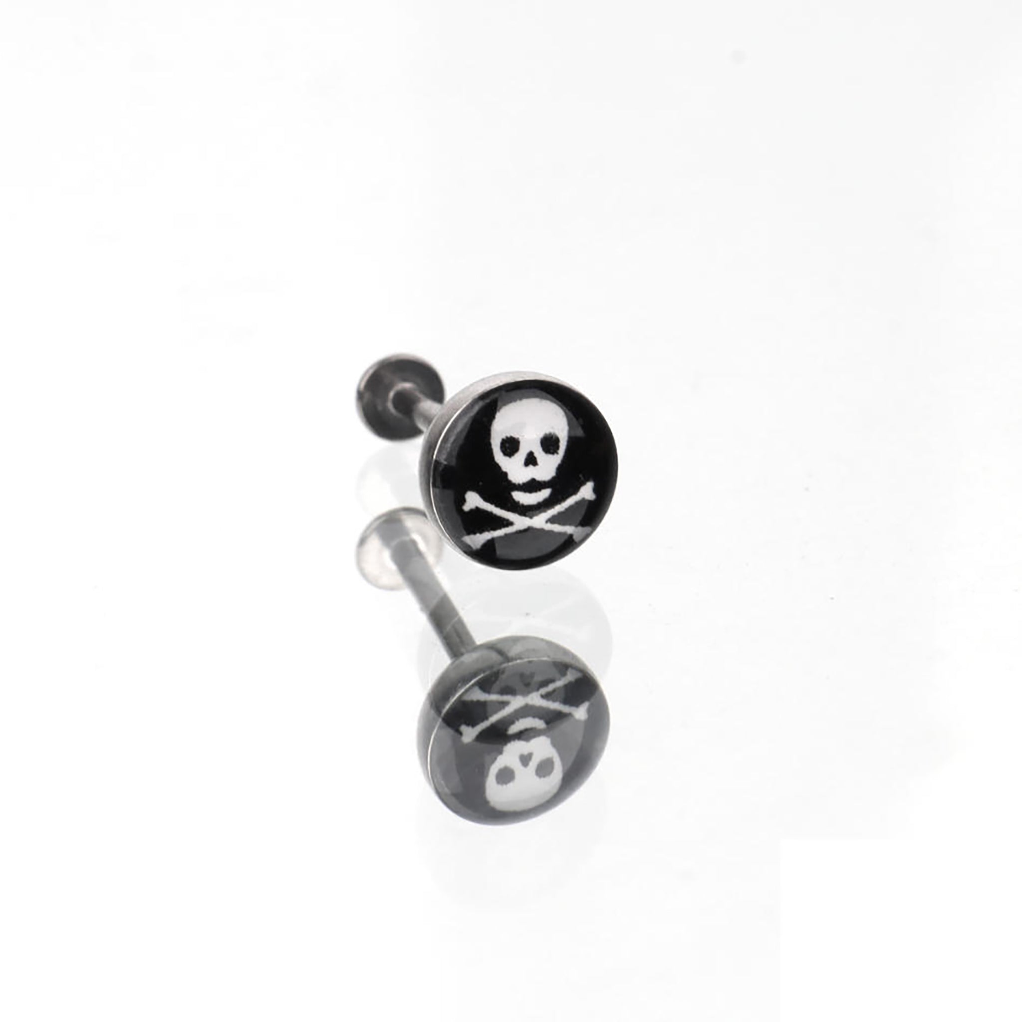 Resin Oil Slick Skull Stainless Steel Lip Ring
