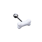 Resin white bone stainless steel tongue stud