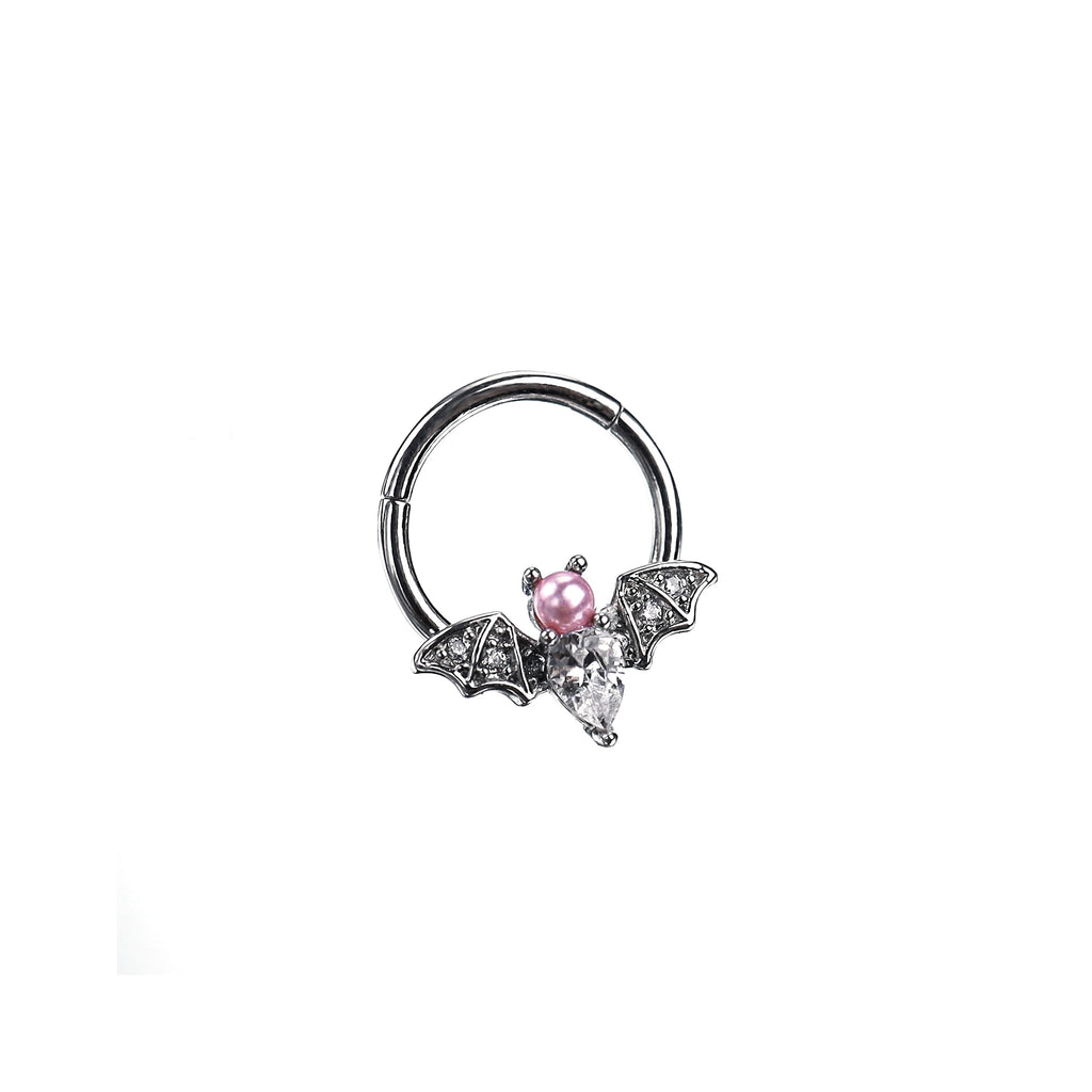 Pearl Bat stainless steel Clicker Ring