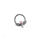 Pearl Bat stainless steel Clicker Ring
