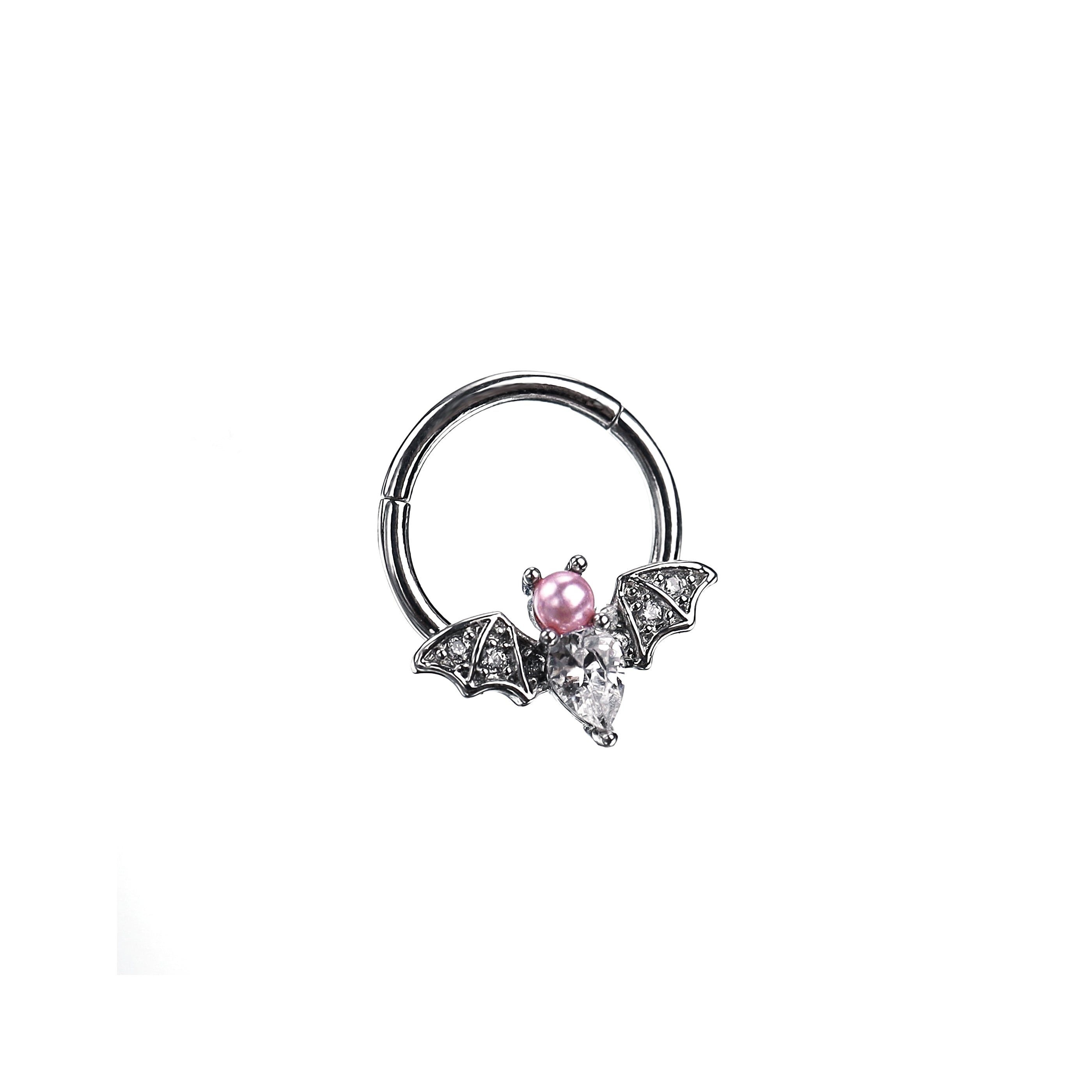 Pearl Bat stainless steel Clicker Ring