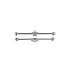 CZ Pentagram Stainless Steel Industrial Barbell