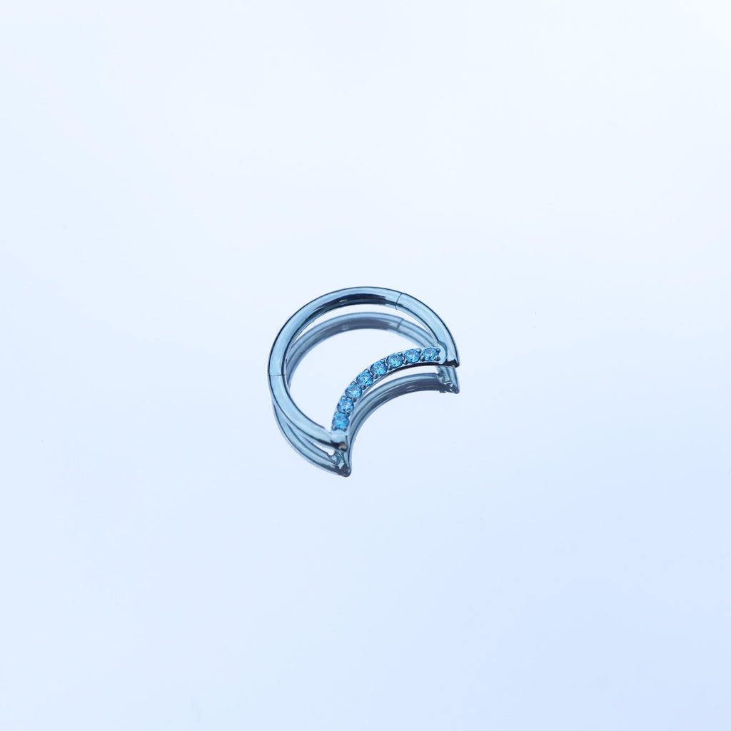 16G Moon CZ Titanium Segment Hoop