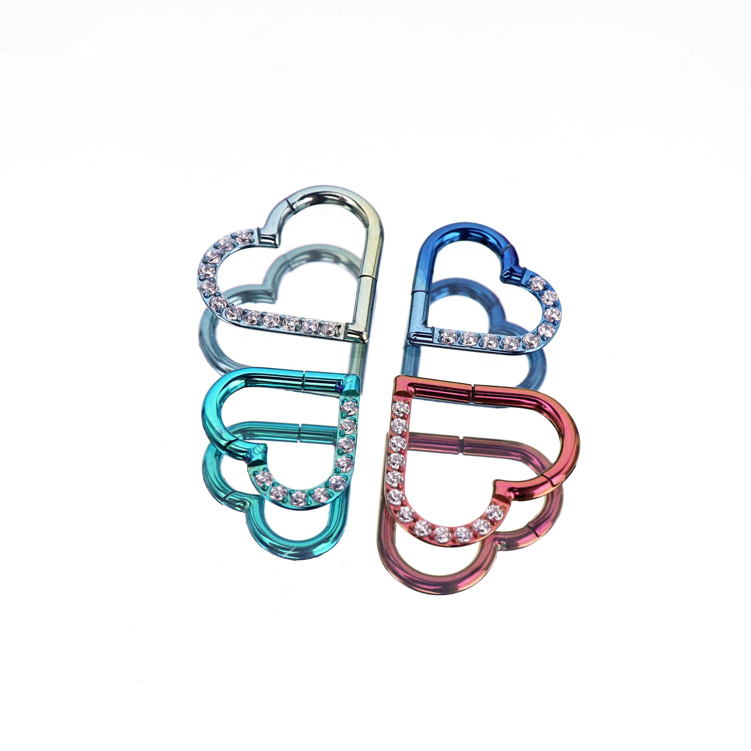 16G heart-shaped hoop CZ Titanium Segment Hoop
