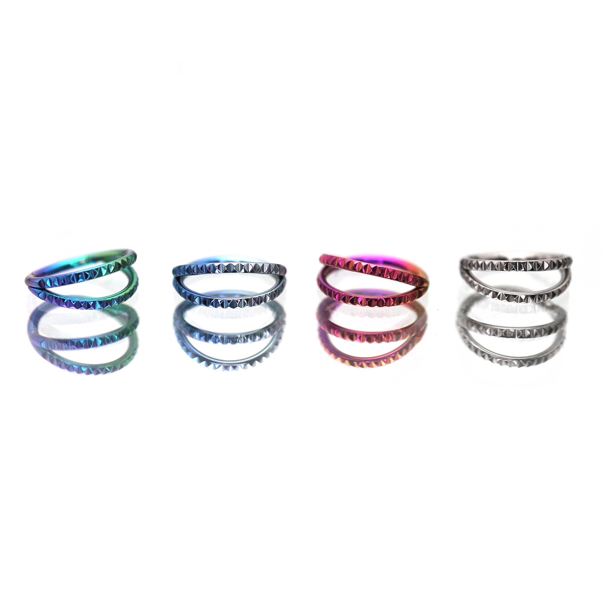 Double Hoop Engraved Titanium Segment Hoop