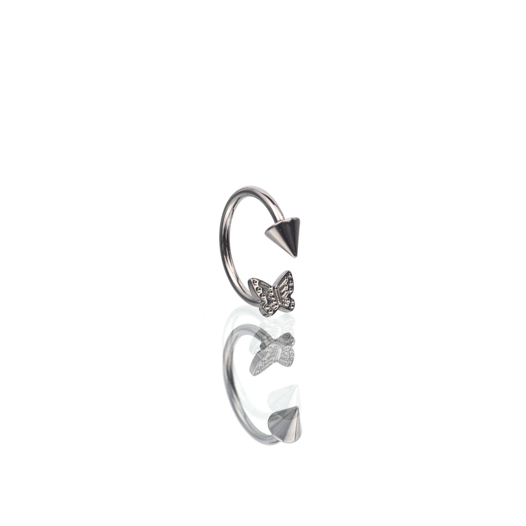 Butterfly Tapered Titanium Horseshoe Ring