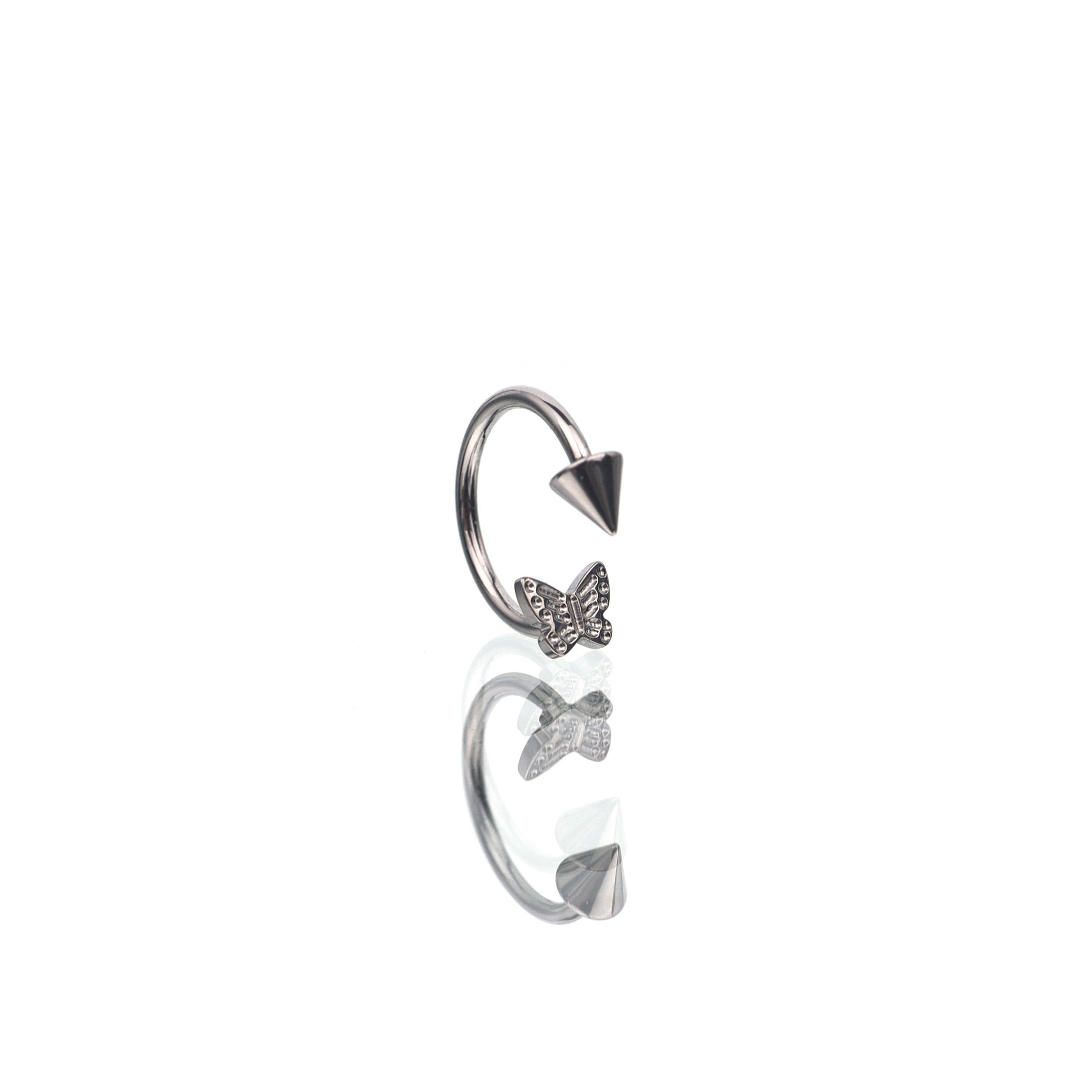 Butterfly Tapered Titanium Horseshoe Ring