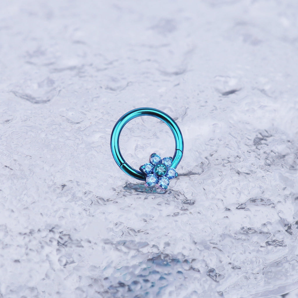 Floral Opal Titanium Segment Hoop