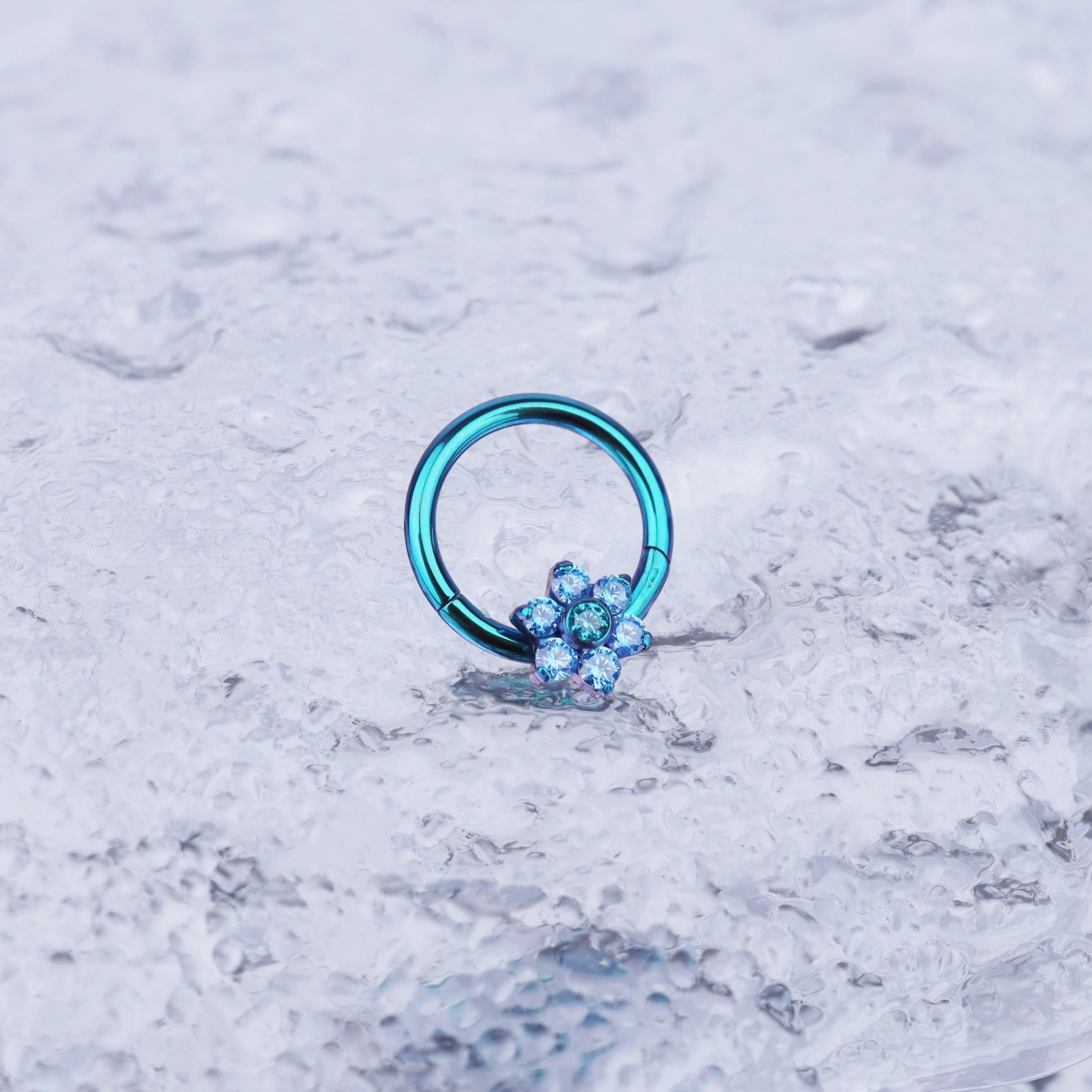 Floral Opal Titanium Segment Hoop