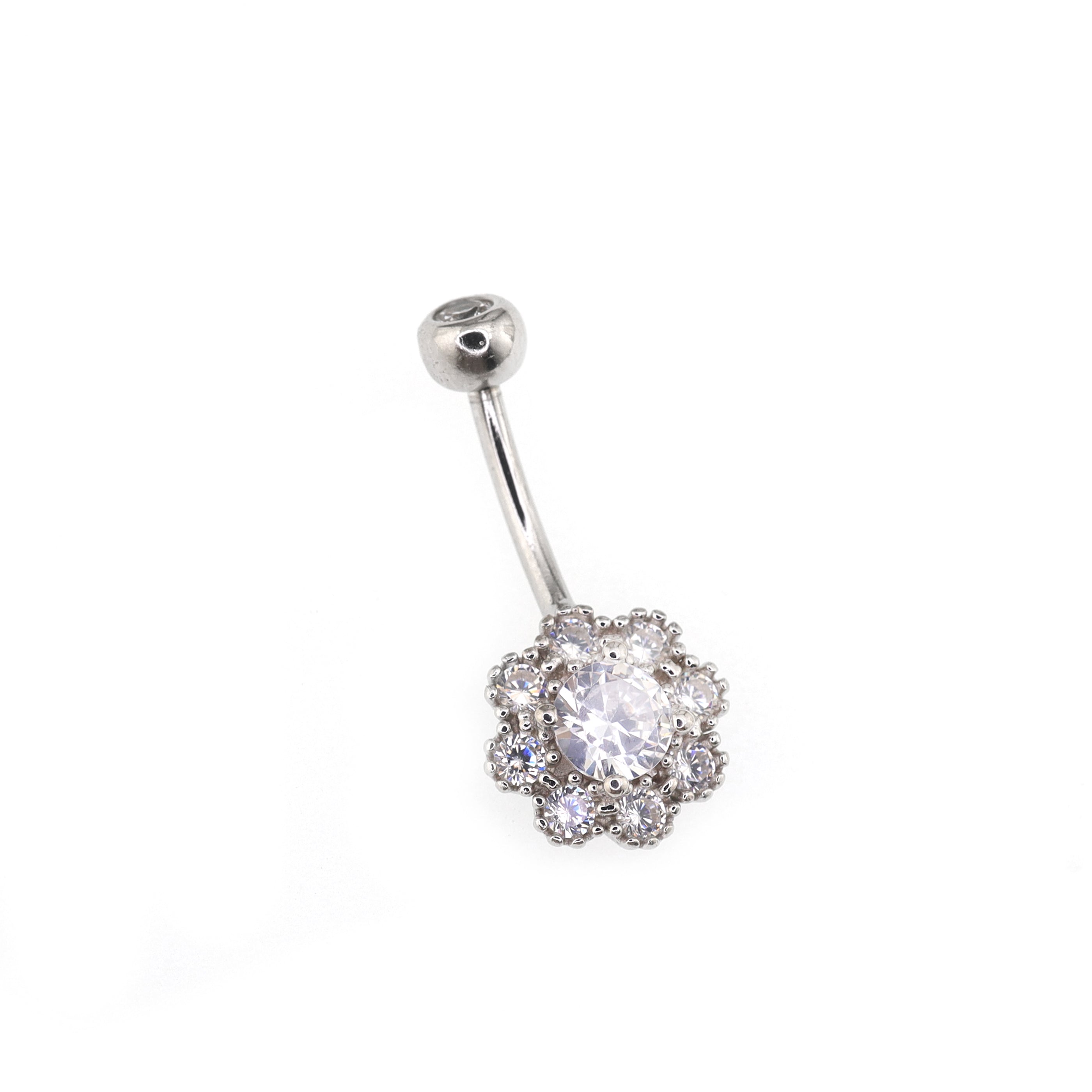 CZ Snowflake S925 Sterling Silver Belly Ring