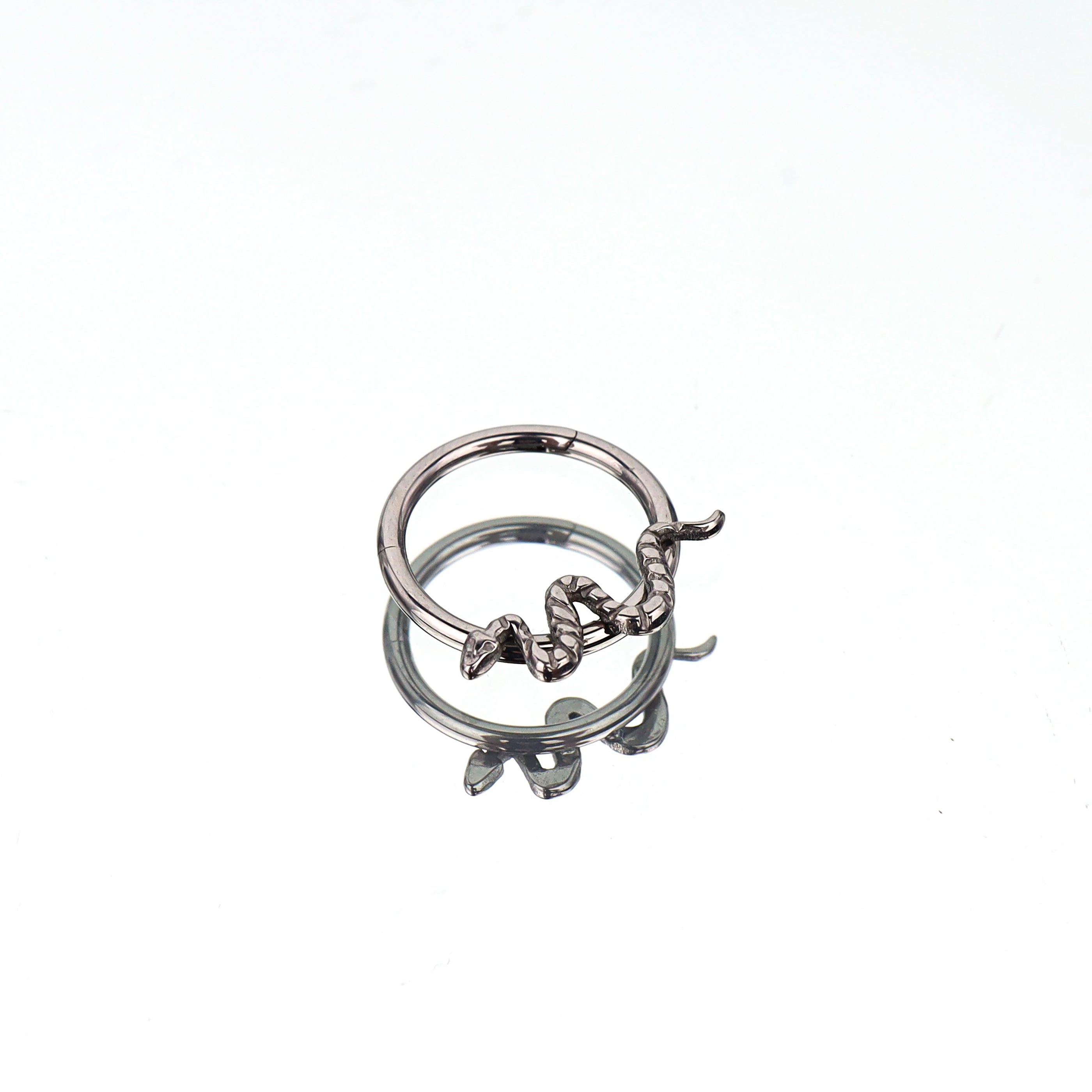 Engraved Serpent Titanium Segment Hoop