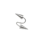 S-Shaped Large Spike Externally Threaded Stainless Steel Lip Ring