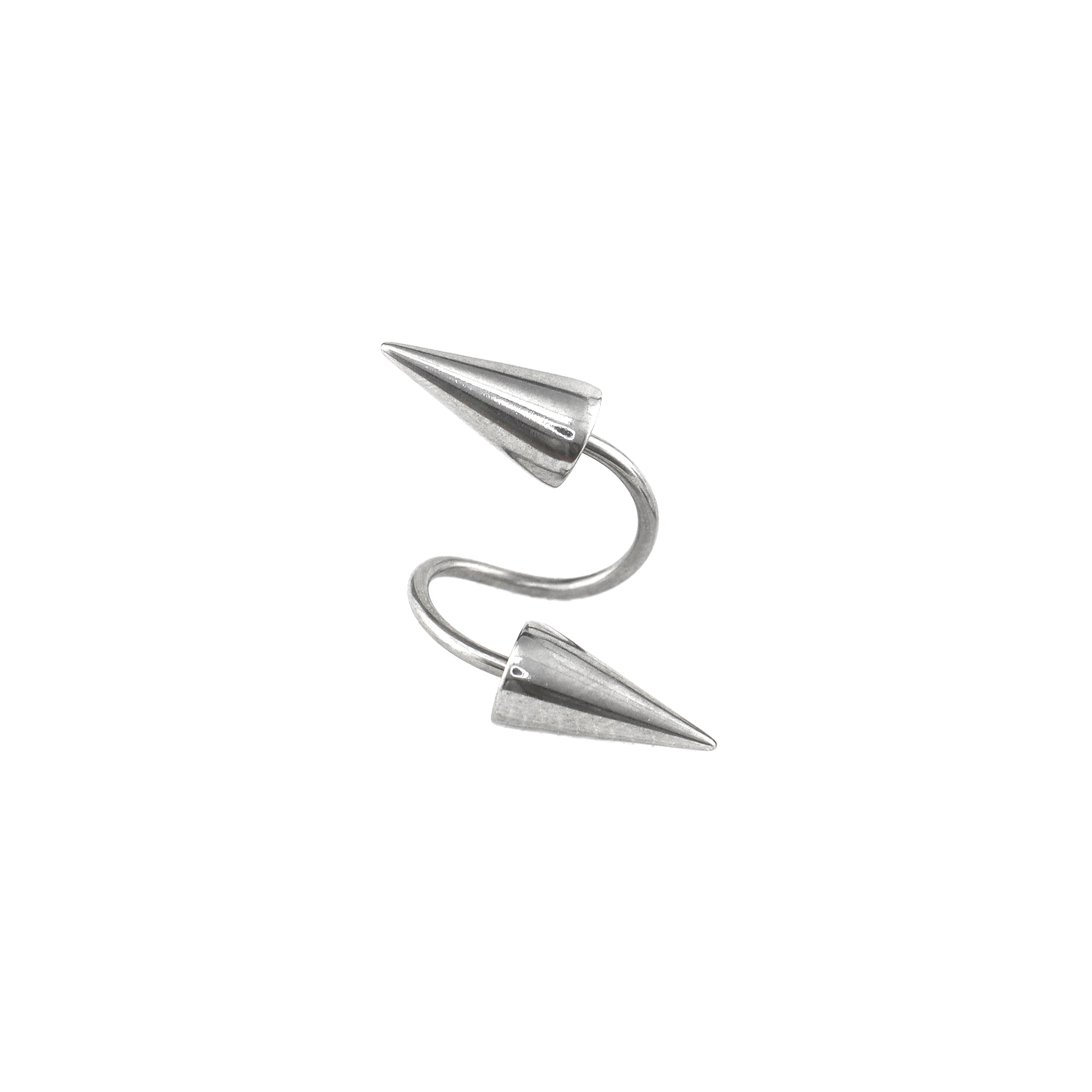 S-Shaped Large Spike Externally Threaded Stainless Steel Lip Ring