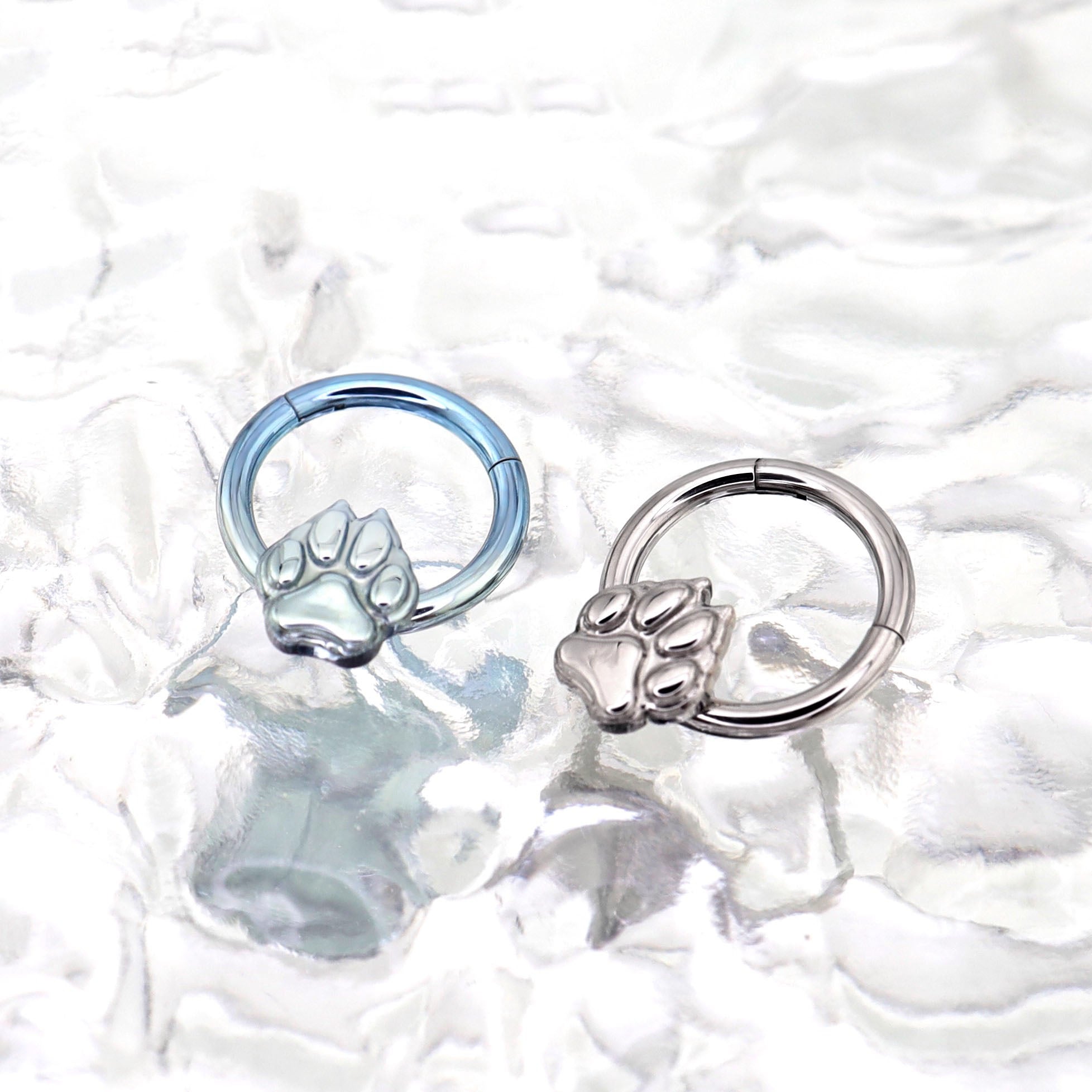Cute Cat Paw Titanium Segment Hoop