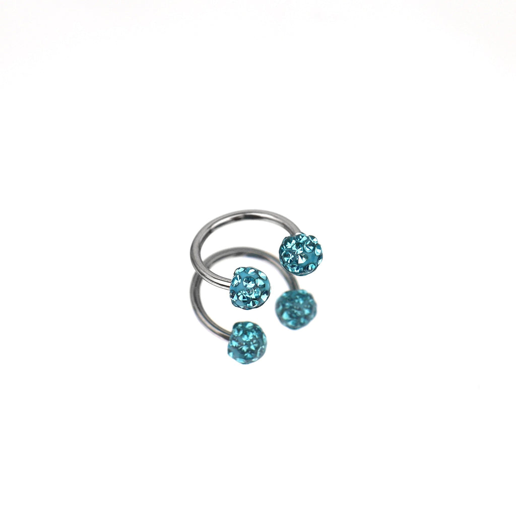 Full CZ Ball Horseshoe Ring