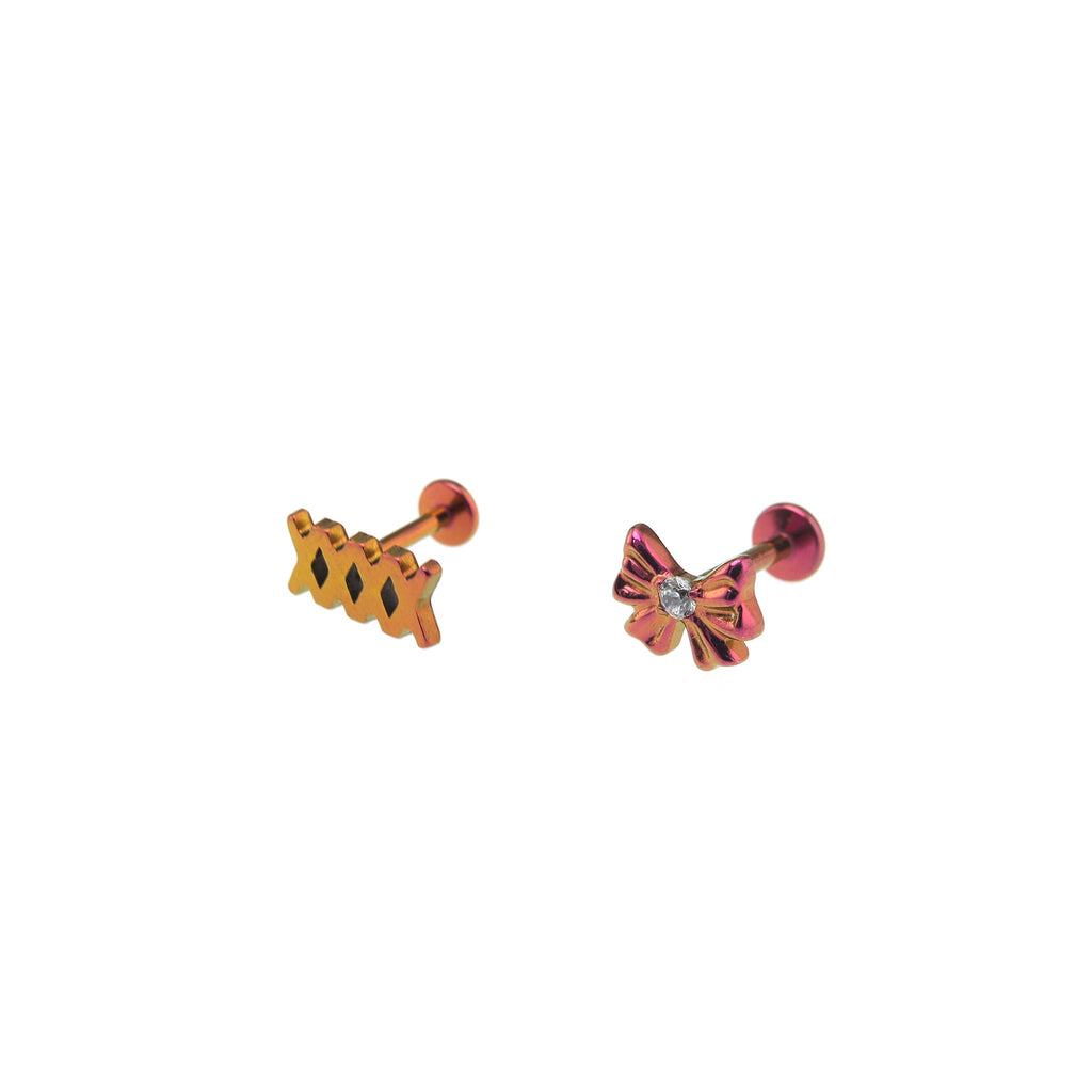 Bandage Bow CZ Titanium Ear Studs