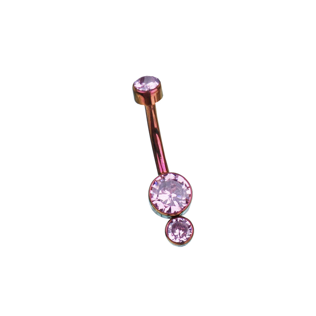 Double CZ internally threaded Titanium Belly Ring