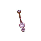 Double CZ internally threaded Titanium Belly Ring