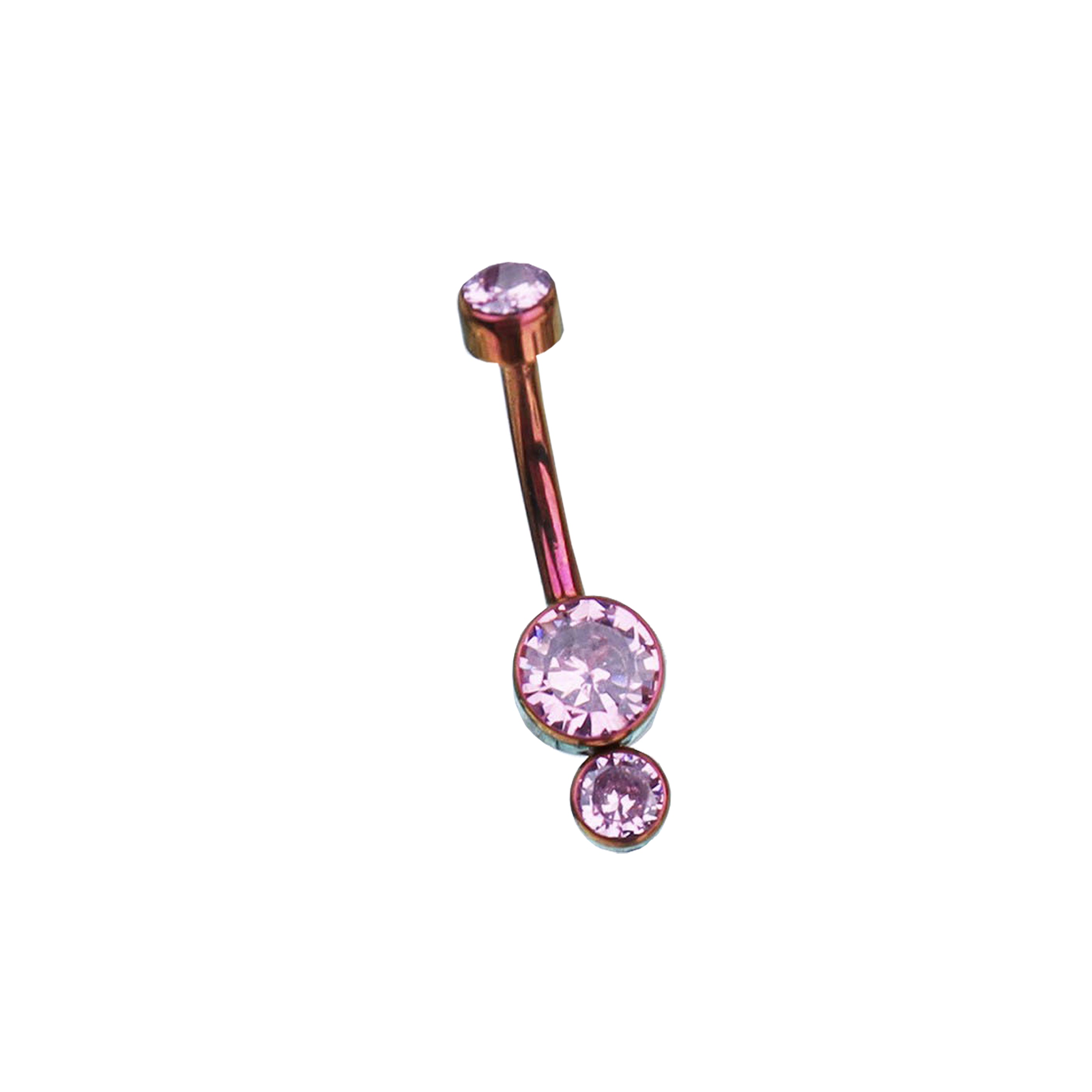 Double CZ internally threaded Titanium Belly Ring