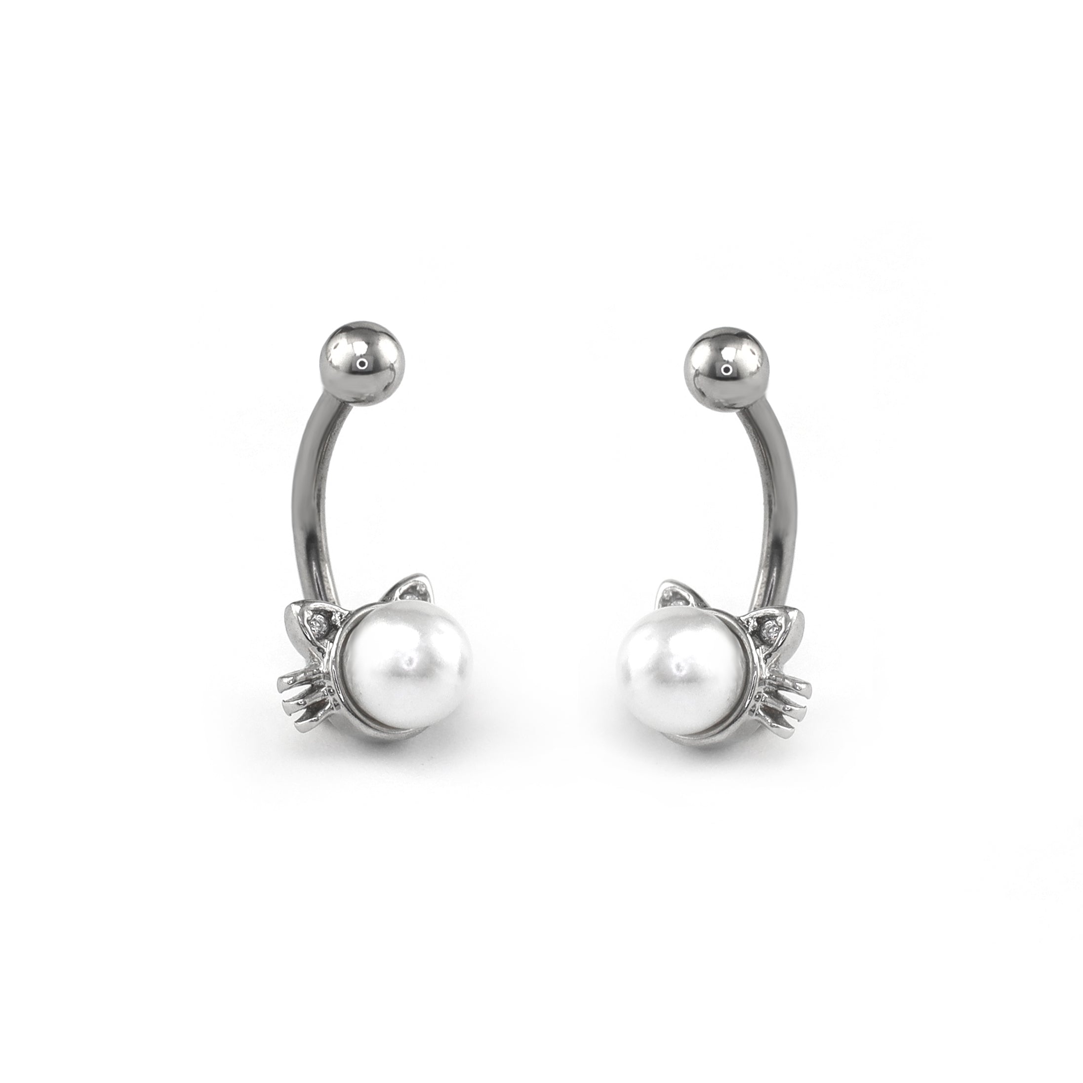 Faux Pearl Cat Stainless Steel Rook Jewelry