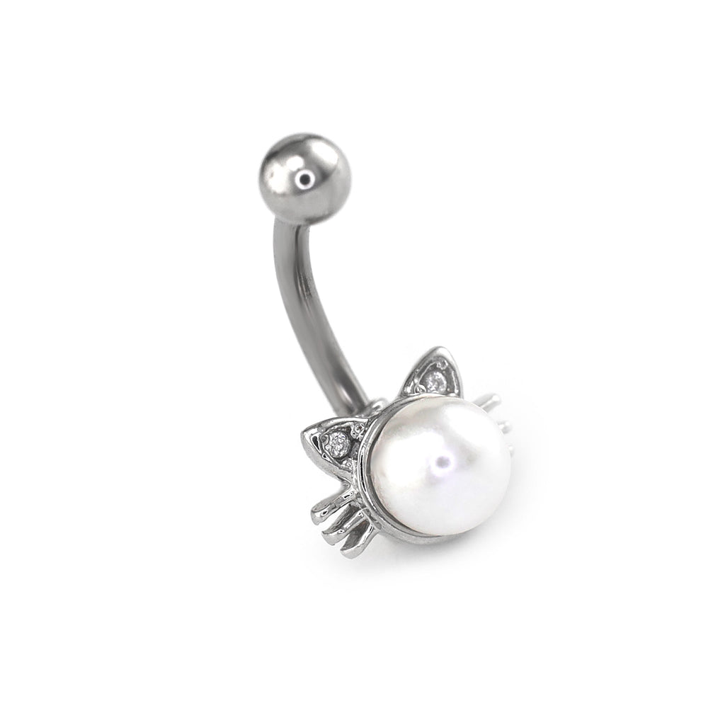 Faux Pearl Cat Stainless Steel Rook Jewelry
