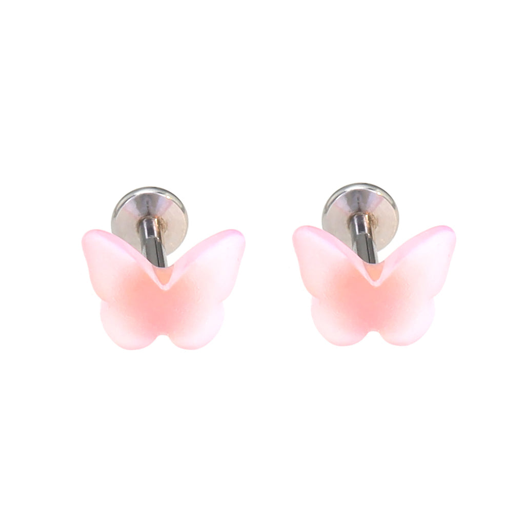 Colorful Resin Butterfly Internally Threaded Stud