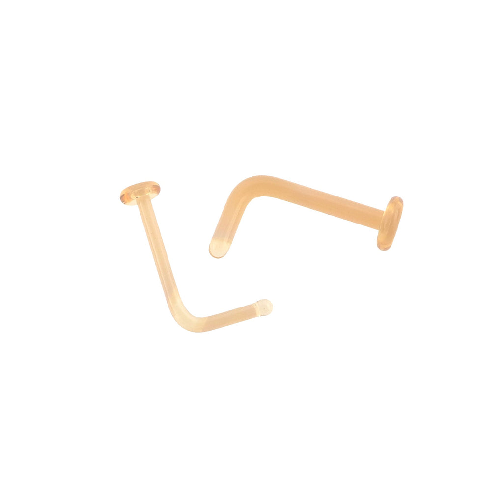6PCS L-shaped Glass Needle Flesh-Tone Nose Stud Set