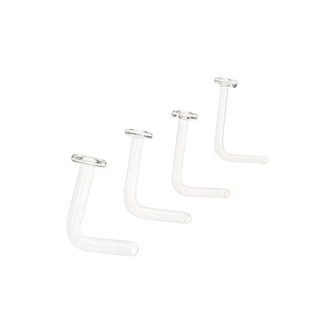 8PCS L-shaped Glass Needle Clear Nose Stud Set
