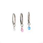 Drop-shaped Rainbow CZ Pendant Titanium Segment Hoop