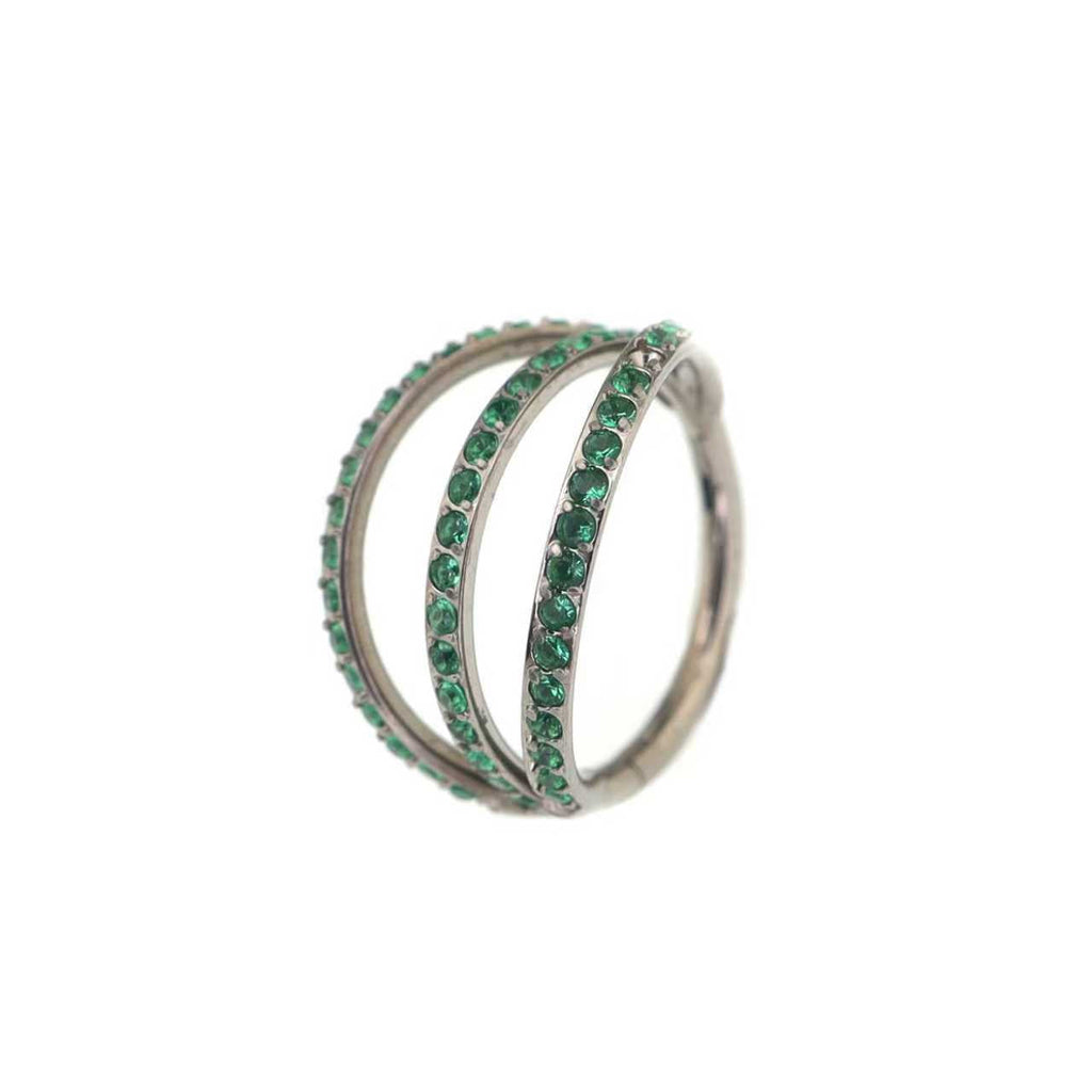 Triple Row CZ Titanium Clicker Ring