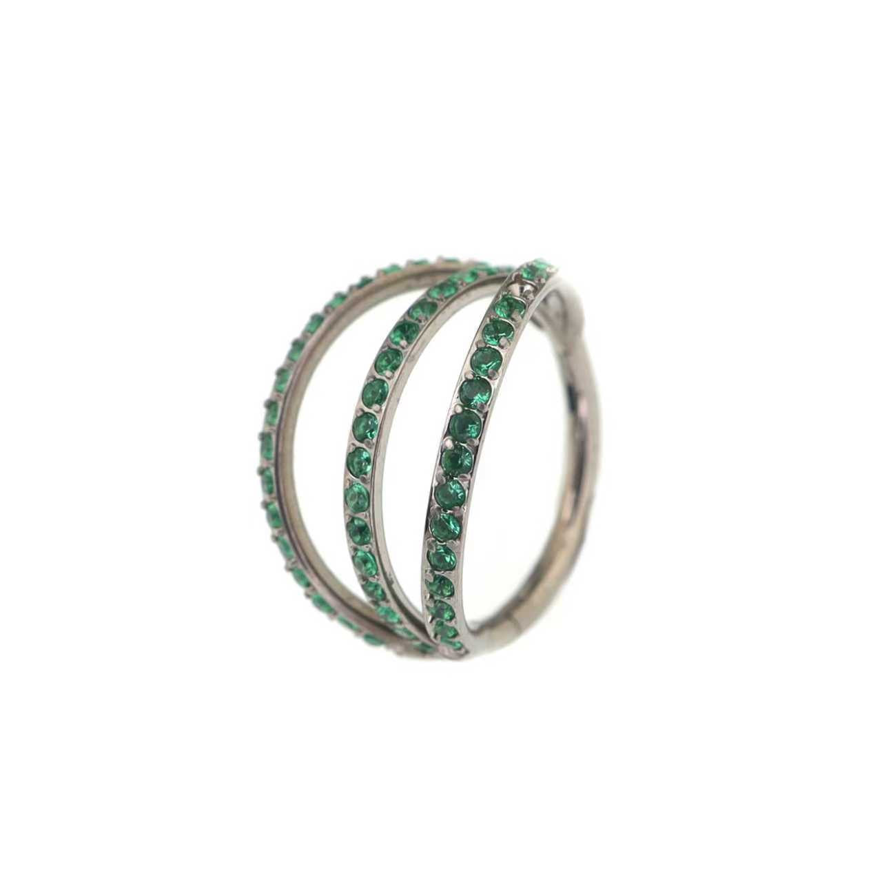 Triple Row CZ Titanium Clicker Ring