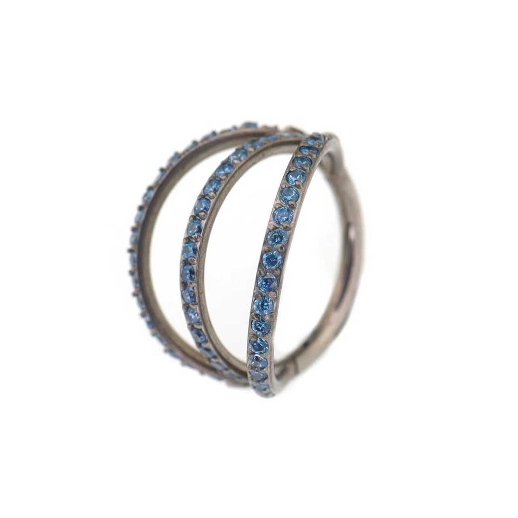 Triple Row CZ Titanium Clicker Ring