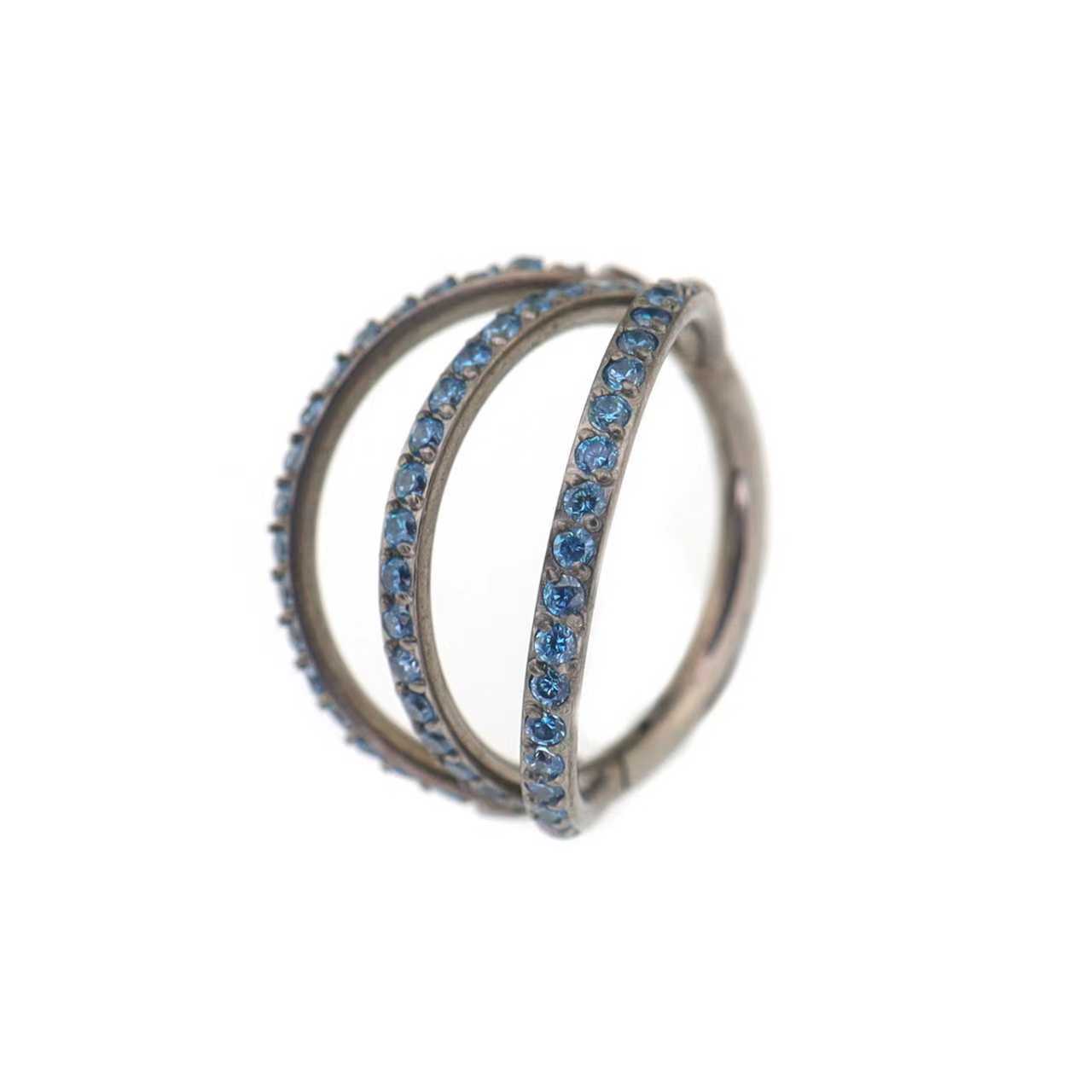 Triple Row CZ Titanium Clicker Ring