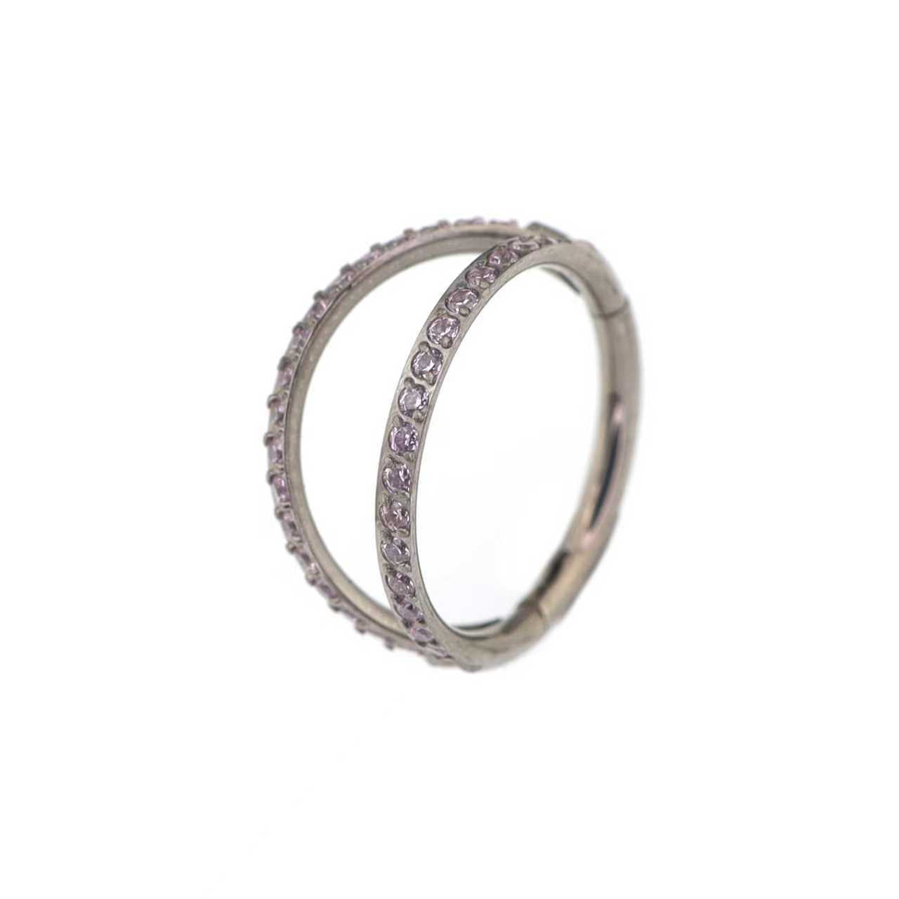 Double Row CZ Titanium Clicker Ring