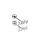 "DIRTY" Text Stainless Steel Tongue Stud