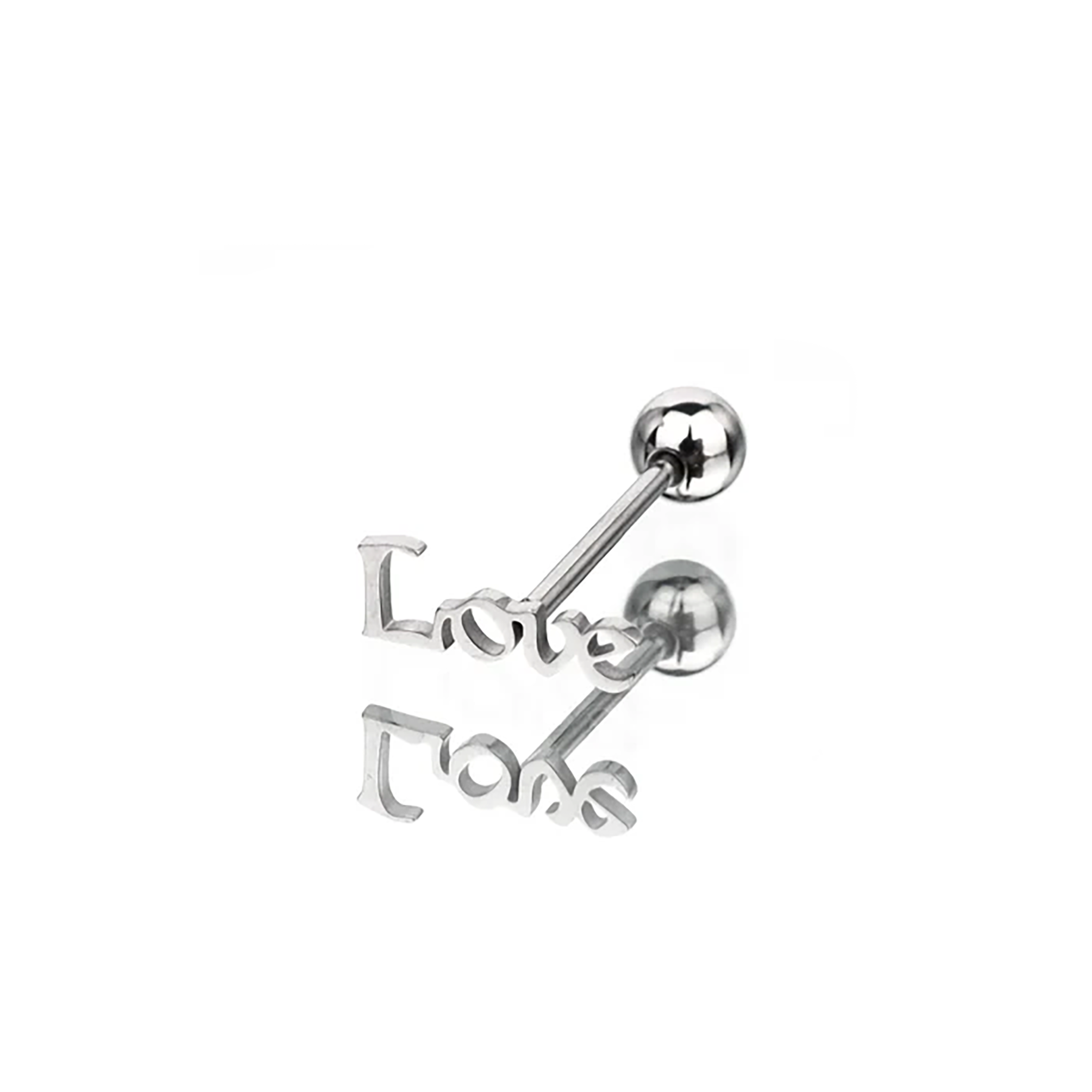 "LOVE" Text Stainless Steel Tongue Stud