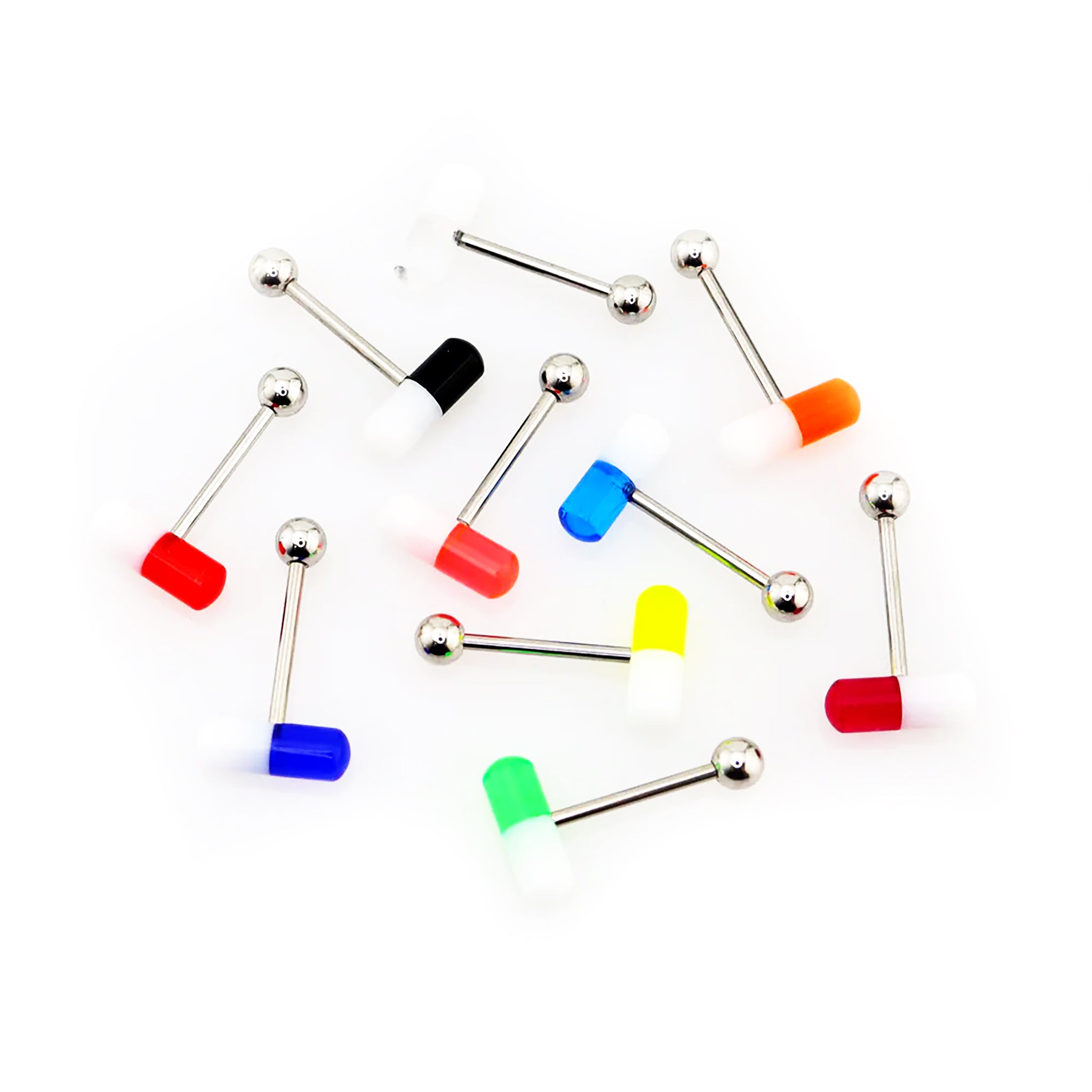 10PCS Funny Pill Acrylic Tongue Barbell Set