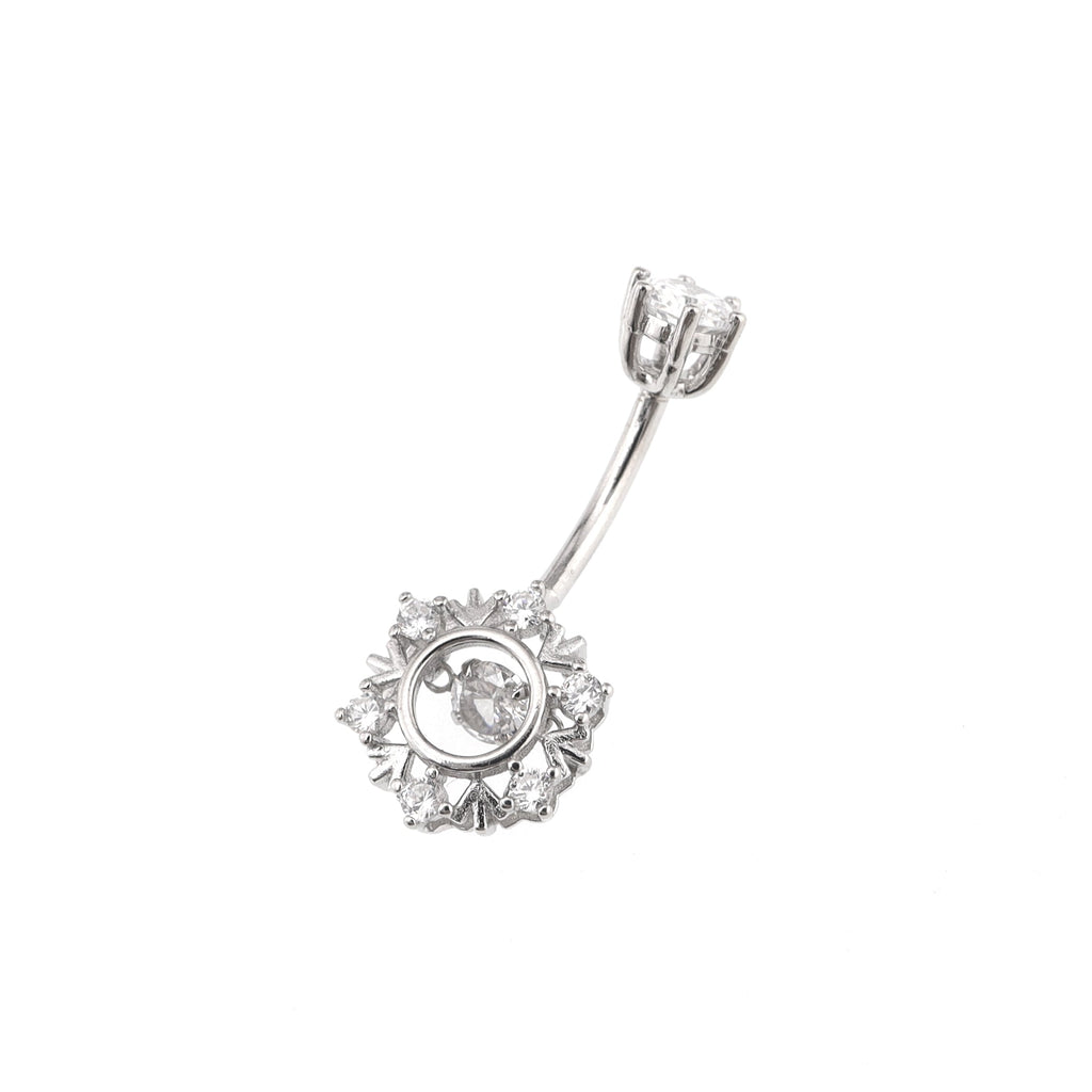 Snowflake CZ S925 Sterling Silver Belly Ring