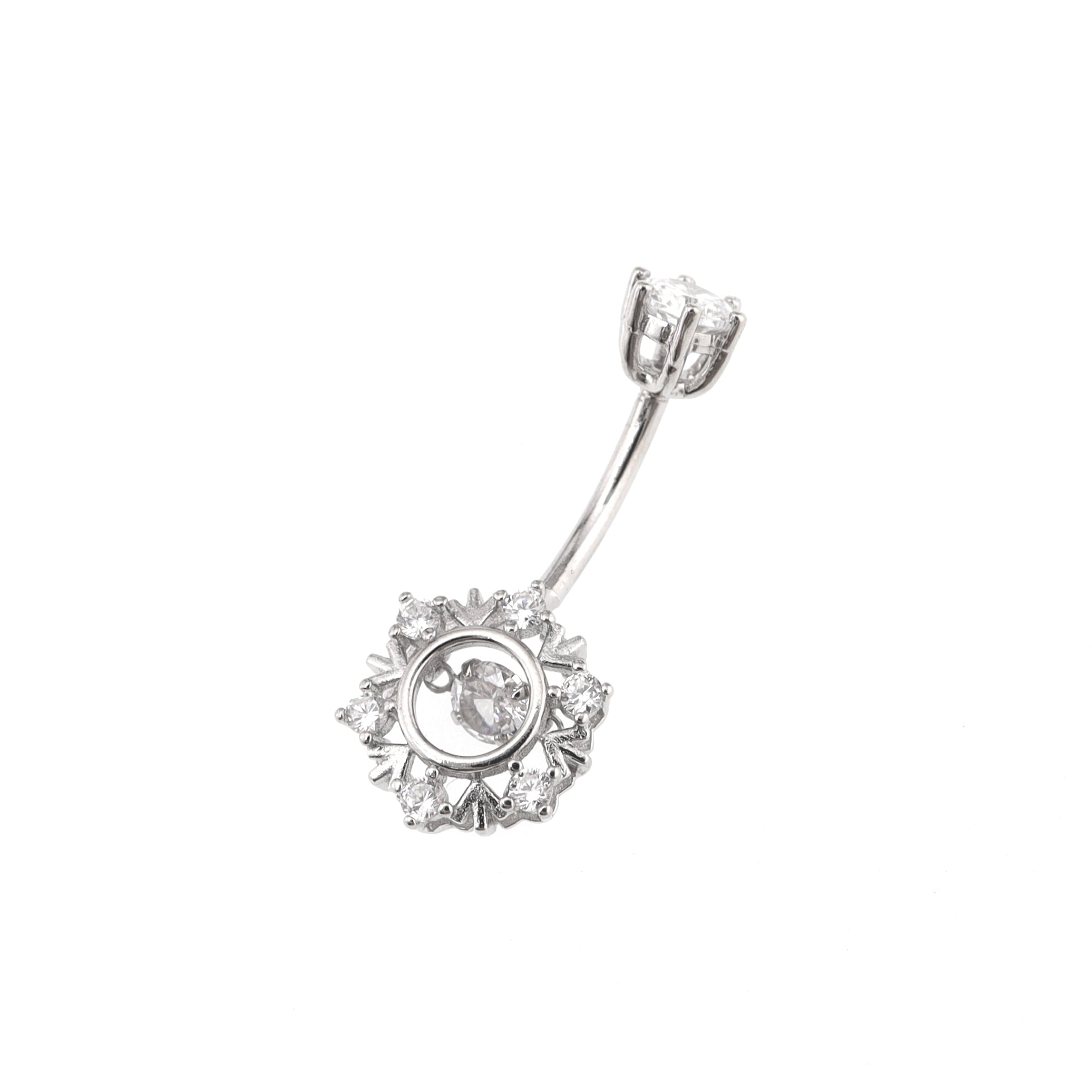 Snowflake CZ S925 Sterling Silver Belly Ring