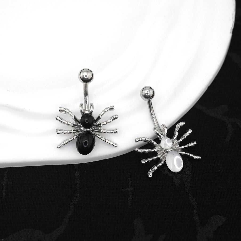 Spider CZ stainless steel Belly Ring