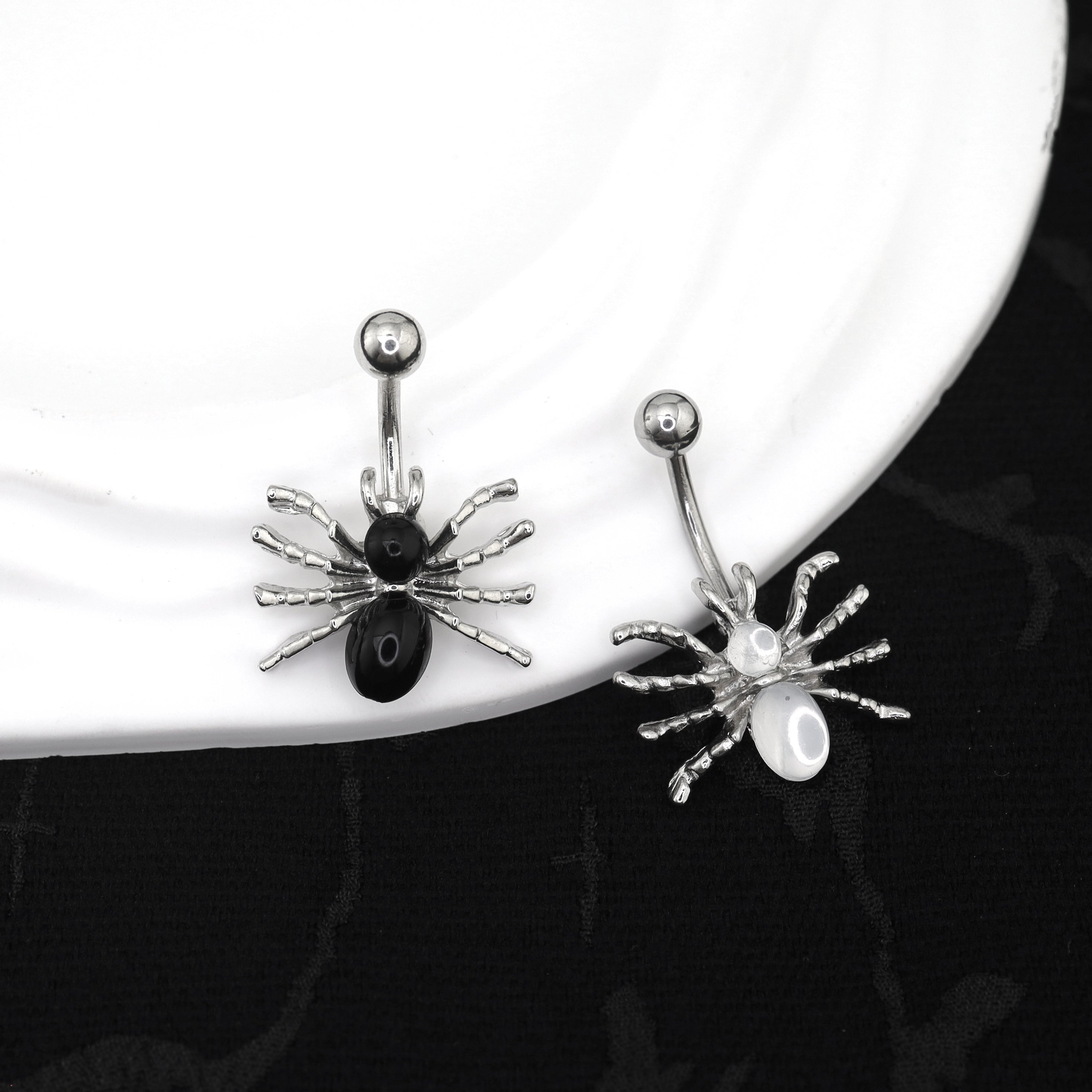 Spider CZ stainless steel Belly Ring