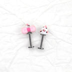 Kitty Bow Leopard Print Titanium Helix Earrings